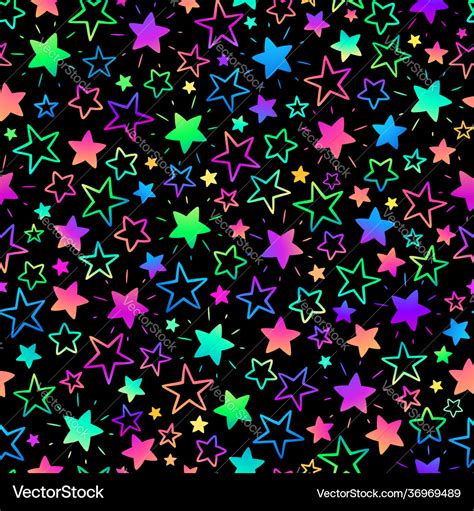 Seamless background with bright neon stars Vector Image