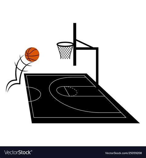 Side view a basketball half court Royalty Free Vector Image