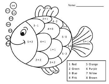 Adding and Subtracting Within 5 Math Coloring Page_Fish by Kathleen Haugland