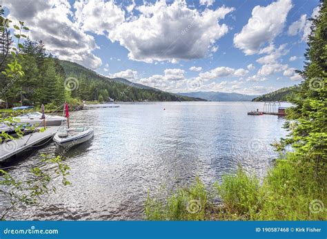 Boats Docked Along the Shores of Lake Pend Oreille in Sandpoint, Idaho Stock Photo - Image of ...