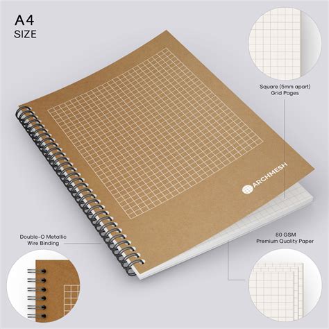 Archmesh » A4 Square Grid Notebook | Dot | Isometric | Square | Grid ...