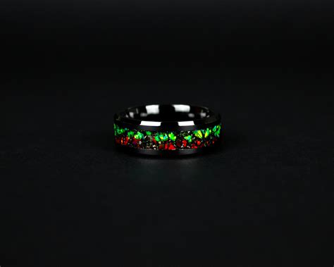 Red and Green Meteorite Ring | Space Age Rings