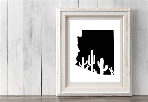 Digital File Arizona State Silhouette With Cactus Printable - Etsy