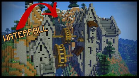 Minecraft Waterfall House Tutorial - YouTube