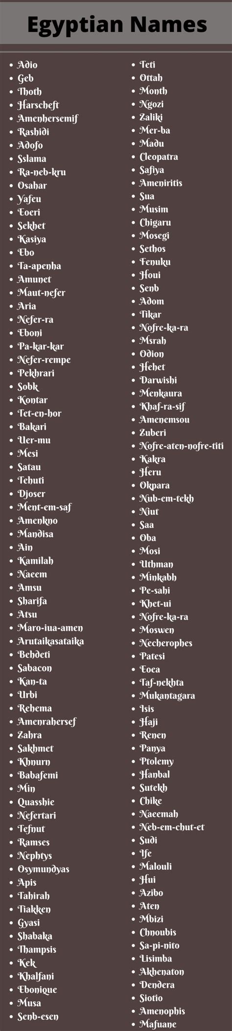 Egyptian Names: 400+ Cool And Amazing Egyptian Names Ideas