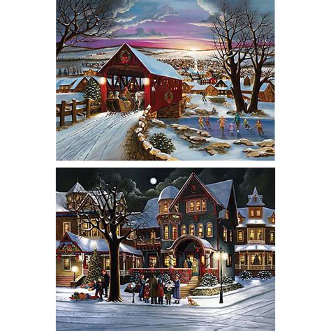 Set of 2: The Joys of Christmas 1000 Piece Jigsaw Puzzles | Bits and Pieces