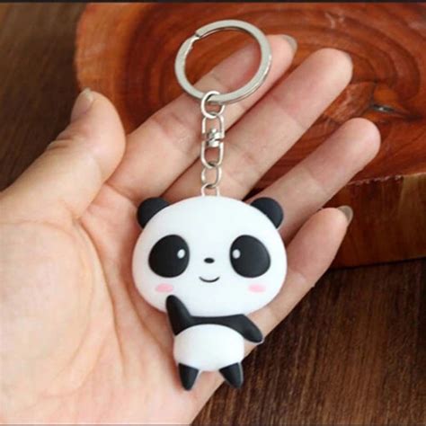 Silicone Animals Panda Handbag Key Ring Chain Cute Cartoon Panda ...