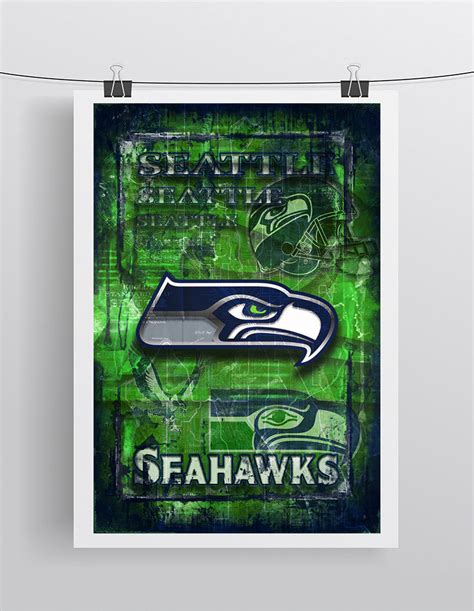 Seattle Seahawks Sports Poster, Seattle Seahawks Artwork, SEAHAWKS in ...