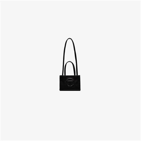 Telfar black mini vegan leather shopping bag | Browns