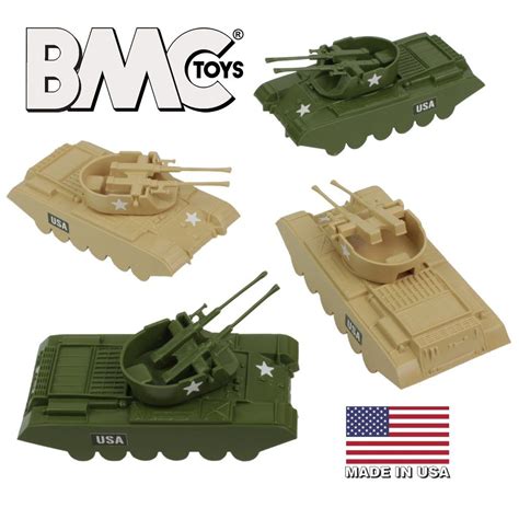 BMC Classic Payton Anti-Aircraft Tanks 4pc Tan & Green Plastic Army Men Vehicles | Plastic army ...