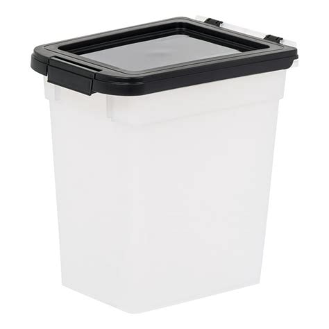 IRIS USA 10lb (12 Qt.) Airtight Pet Food Storage Container for Dog and Cat Food, Clear Black ...