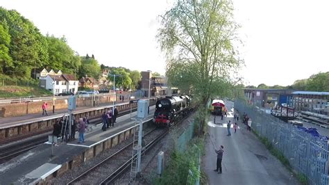 Lord Dowding Steam train at Haslemere station - YouTube