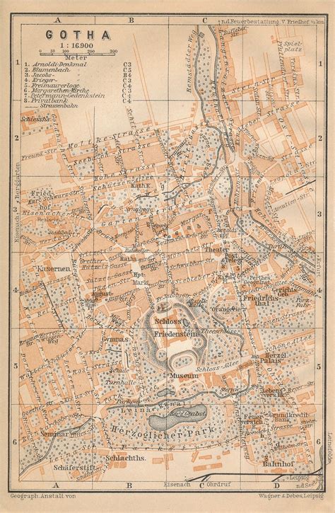 1913 Gotha Germany Antique Map - Etsy