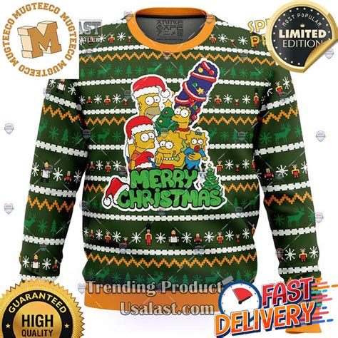 The Simpsons Family Merry Christmas Ugly Sweater For Holiday 2023 Xmas ...