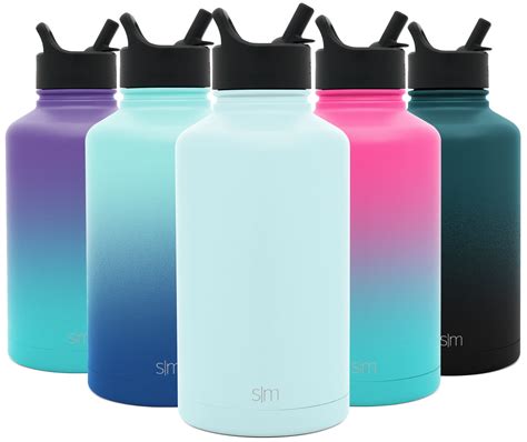 Simple Modern Insulated Water Bottle with Straw Lid Reusable Wide Mouth Stainless Steel Flask ...