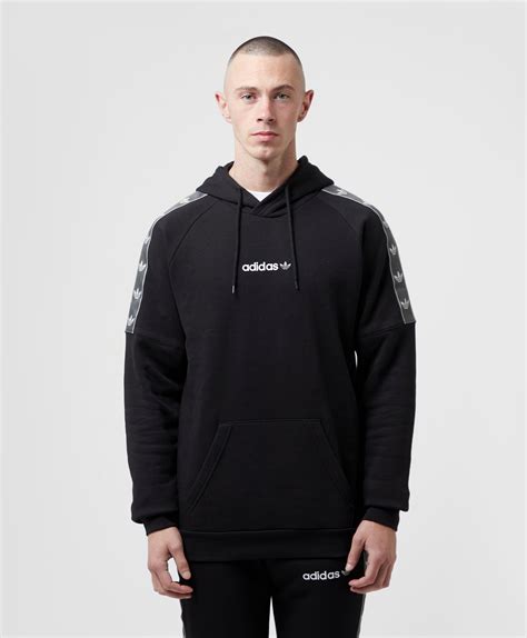 adidas Originals Tape Fleece Hoodie in Black for Men | Lyst UK