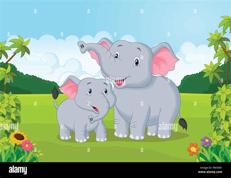 Cartoon Mother and baby elephant Stock Vector Image & Art - Alamy