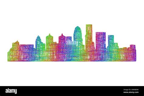 Louisville skyline silhouette - multicolor line art Stock Vector Image ...