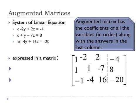 PPT - Lesson 11-1 Matrix Basics and Augmented Matrices PowerPoint Presentation - ID:2789520