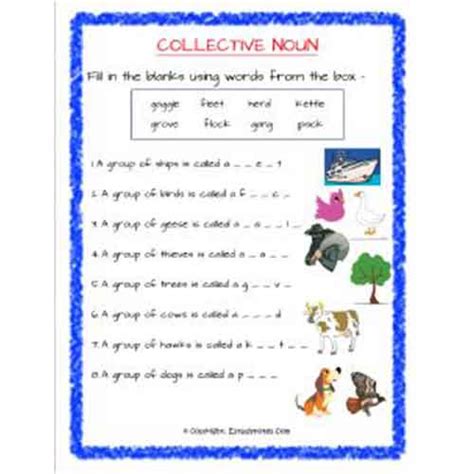 English Collective Noun Fill In The Blanks Worksheet 2 Grade 2 ...