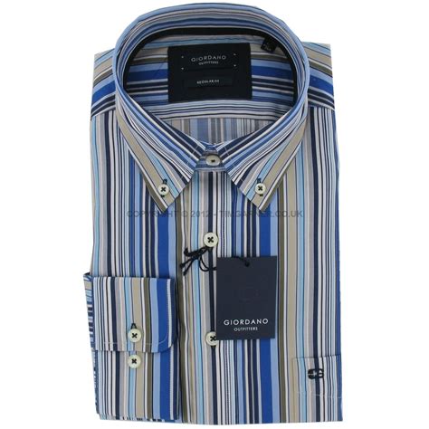 Giordano - New 2014 Giordano Shirt - barcode stripe blues & cream ...