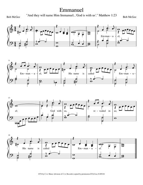 Emmanuel Sheet music for Piano (SATB) Easy | Musescore.com