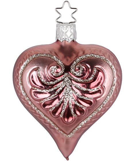 Vintage Pink Heart Ornament | Inge Glass Christmas Ornaments - TheHolidayBarn.com