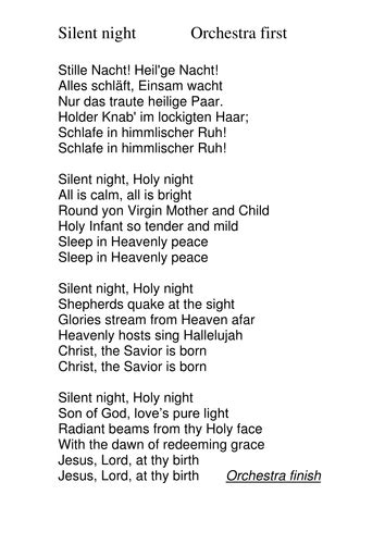 Chords. Lyrics. ' Silent Night ' | Teaching Resources