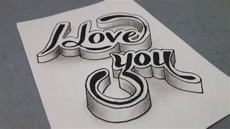 3d Drawing I Love You On Paper - Writing Styles Easy - YouTube