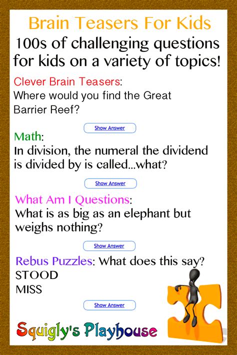 Challenge your child's thinking with these Brain Teasers for Kids | Brain teasers for kids ...