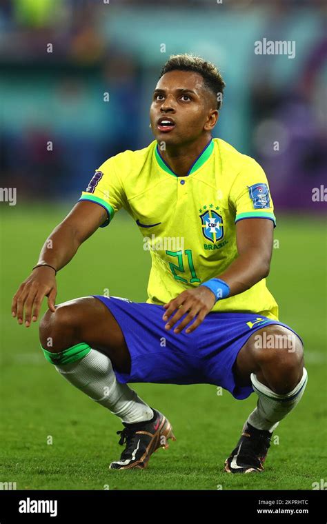 Doha, Qatar. 28th Nov, 2022. Rodrygo of Brazil reacts during the 2022 ...