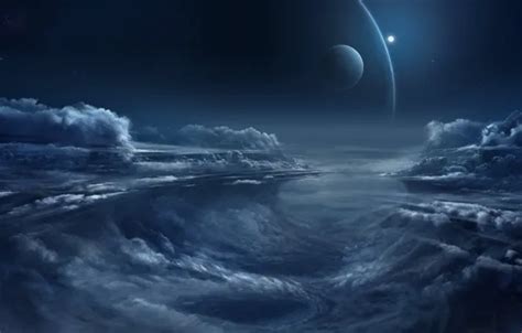 Wallpaper fantasy, sky, night, clouds, planets, artist, digital art ...