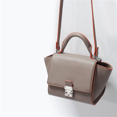 Zara Structured Mini Messenger Bag With Buckle in Brown (Taupe) | Lyst