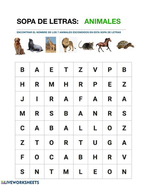 Sopa Letras Animales - Ficha interactiva | English activities, Teachers ...