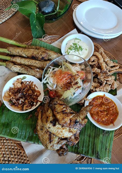 Nasi Campur Bali Style Food. Mixed Rice Chicken Type Acar Lemongrass ...