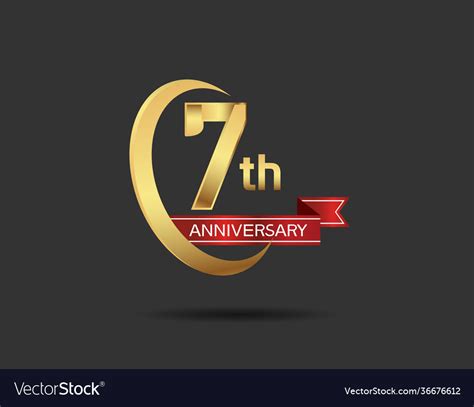 7 years anniversary logo style with swoosh ring Vector Image