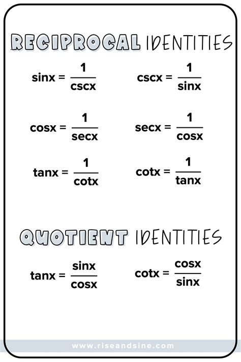 Reciprocal and Quotient Identities | High school math lessons, Math guided notes, Secondary math