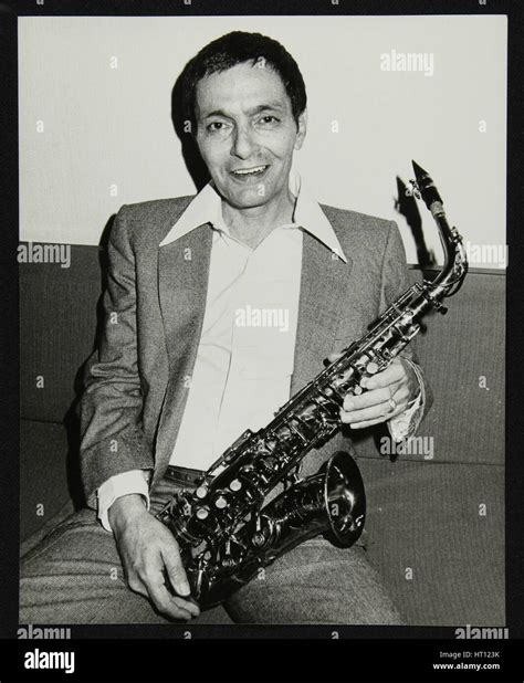 Art Pepper holding his saxophone, Royal Festival Hall, London, 14 July ...