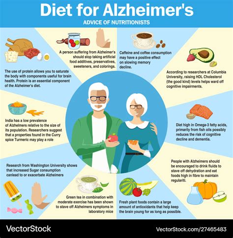 Diet for alzheimer disease infographics useful Vector Image