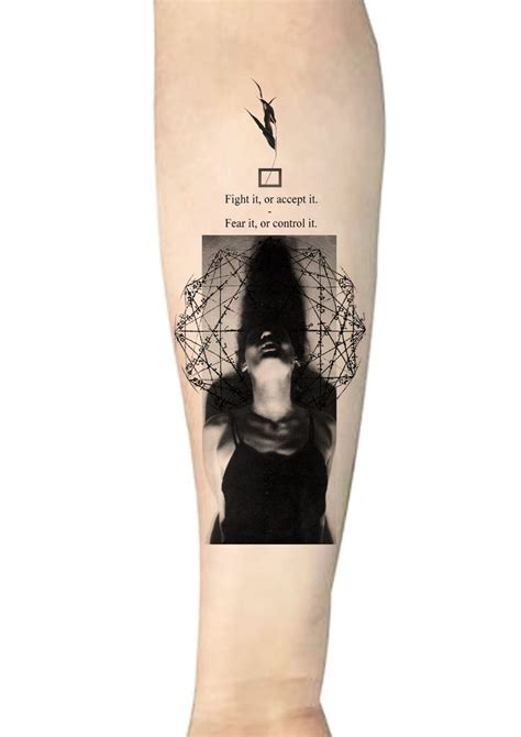 a woman's leg with the words fight or accept it and an image of her face