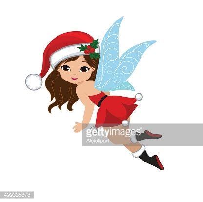 Illustration Winter Christmas Fairy In Flight Isolated On White Background. Stock Clipart ...