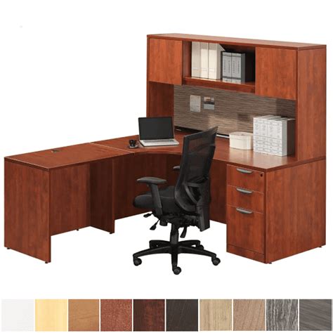 PL Interior Curved 2-Drawer Corner Desk & Glass Door Hutch