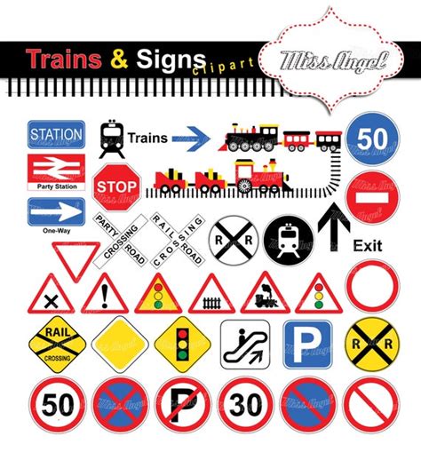 Trains and Traffic Signs Clipart. Trains Children Party - Etsy UK