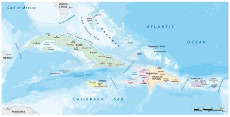 Vector Map of the Greater Antilles in the Caribbean Region Stock Vector - Illustration of havana ...