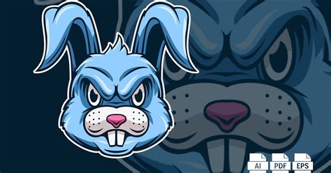 Rabbit Head Mascot Illustration by PrilsStudio on Envato Elements