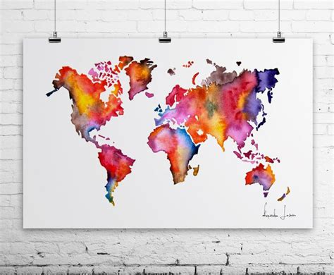 WATERCOLOR+MAP++World+Map+Painting++POSTER+by+WatercolorPrint,+$30.00 ...