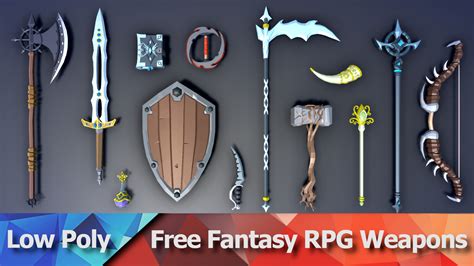 ArtStation - Free Low Poly Fantasy RPG Weapons | Game Assets