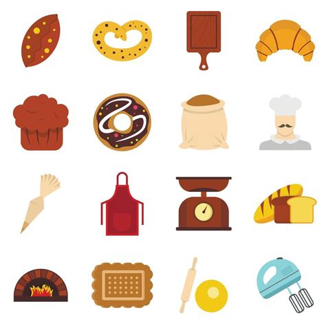 Bakery set flat icons 8909965 Vector Art at Vecteezy