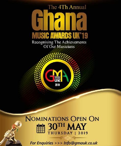 Nominations for 2019 Ghana Music Awards UK open on 30th May - Sankofa Radio