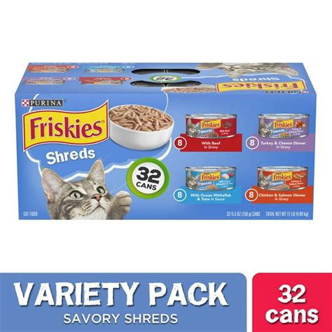 (32 Pack) Friskies Gravy Wet Cat Food Variety Pack Savory Shreds 5.5 Oz. Cans - Walmart.com ...